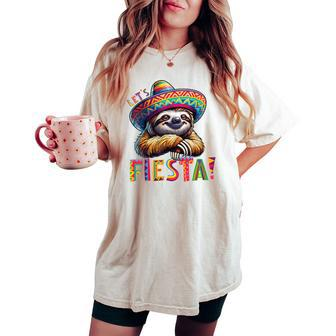 Let's Fiesta Sloth Cinco De Mayo Fiesta Mexican Women's Oversized Comfort T-shirt | Mazezy