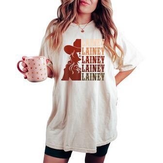 Girl Retro First Name Lainey Personalized Cowgirl Party Women's Oversized Comfort T-shirt - Seseable