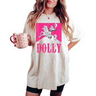 Girl Retro Personalized Dolly Cowgirl First Name Women's Oversized Comfort T-shirt - Monsterry DE
