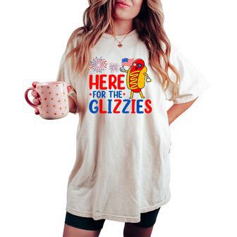 Here For The Glizzies 4Th Of July Women Women's Oversized Comfort T-shirt - Thegiftio UK