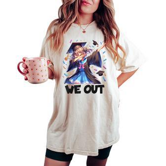 We Out Graduate Dabbing Anime Girl Grad Graduation Women's Oversized Comfort T-shirt - Thegiftio UK