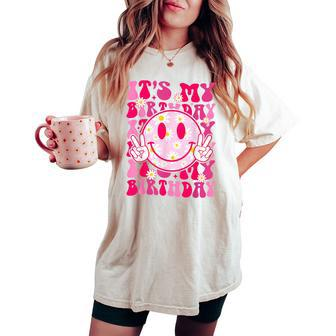 Groovy It's My Birthday Ns Girls Preppy Smile Face Women's Oversized Comfort T-shirt - Monsterry