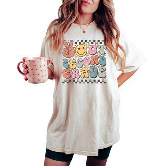 Groovy Last Day Of School 2Nd Grade Peace Out Second Grade Women's Oversized Comfort T-shirt - Monsterry UK
