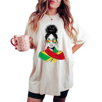 Guyana Messy Bun Proud Patriotic Guyanese Ns Women's Women's Oversized Comfort T-shirt - Seseable