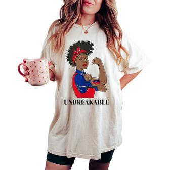Haiti Haitian Flag Day Proud Ayiti Woman Unbreakable Women's Oversized Comfort T-shirt - Thegiftio UK