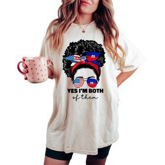 Half Haitian And American America Haiti Usa Flag Girl Afro Women's Oversized Comfort T-shirt - Monsterry DE