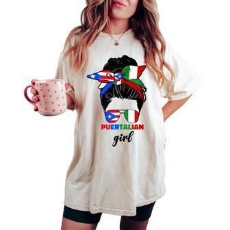 Half Italian And Puerto Rican Rico Italy Flag Girl For Women Women's Oversized Comfort T-shirt - Monsterry DE