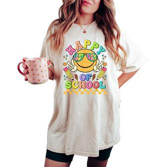 Happy Last Day Of School Groovy Smile Face Teacher Student Women's Oversized Comfort T-shirt - Seseable