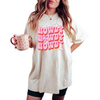 Howdy Southern Western Girl Country Rodeo Pink Cowgirl Disco Women's Oversized Comfort T-shirt | Mazezy