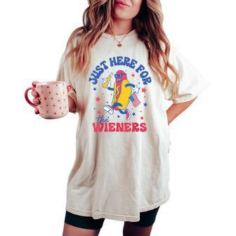 I'm Just Here For Wieners 4Th Of July Hotdog Women Women's Oversized Comfort T-shirt - Seseable