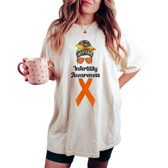 Infertility Disease Awareness Week Ivf 2024 Messy Bun Women's Oversized Comfort T-shirt - Monsterry DE