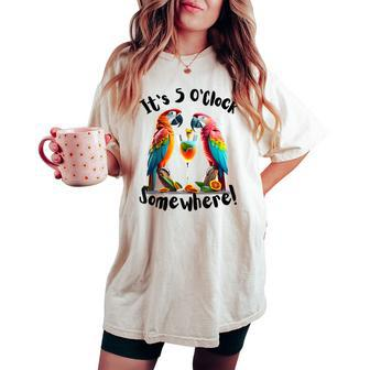 It's 5 O’Clock Somewhere Parrots Drinking Men Women's Oversized Comfort T-shirt - Thegiftio UK