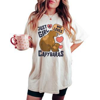 Just A Girl Who Loves Capybaras Capybara Lover Rodent Animal Women's Oversized Comfort T-shirt - Monsterry