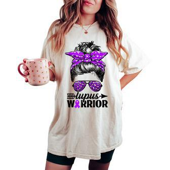 Lupus Warrior Messy Bun Wear Purple Lupus Awareness Women's Oversized Comfort T-shirt - Monsterry