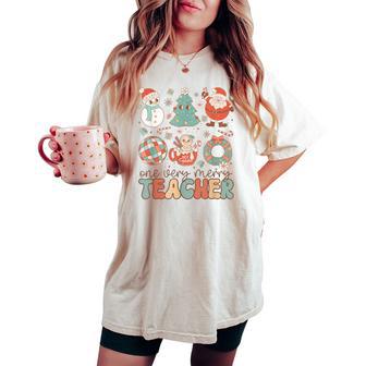 In My Very Merry Teacher Era Christmas Teacher Groovy Retro Women's Oversized Comfort T-shirt - Thegiftio UK