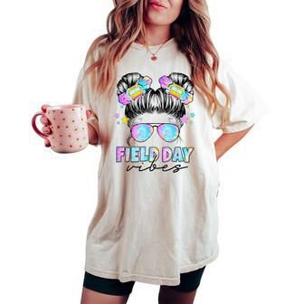 Messy Bun Girl Field Day Vibes Field Trip Teacher Student Women's Oversized Comfort T-shirt - Monsterry AU