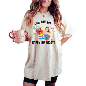 Ms Rachel Birthday Can You Say Happy Birthday Mom Dad Women's Oversized Comfort T-shirt - Monsterry