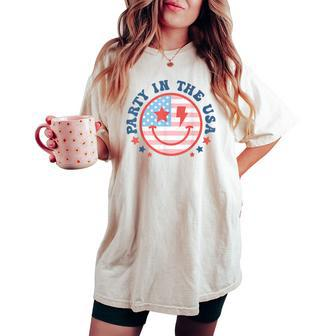Party In The Usa 4Th Of July Preppy Smile Women Women's Oversized Comfort T-shirt - Monsterry DE