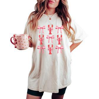 Pink Bow Cute Coquette Crawfish Y2k Clean Girl Aesthetic Women's Oversized Comfort T-shirt | Mazezy CA
