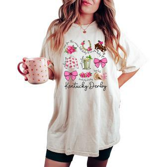Pink Coquette Bow Derby Day Horse Racing 2024 Derby Women's Oversized Comfort T-shirt | Mazezy