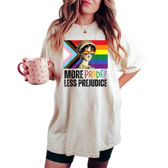 More Pride Less Prejudice Lgbtq Rainbow Pride Month Women's Oversized Comfort T-shirt - Monsterry