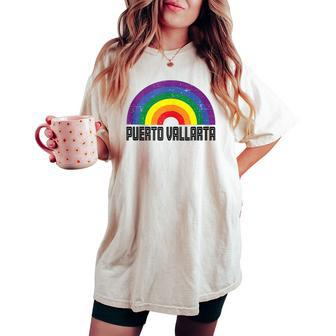 Puerto Vallarta Mexico Lgbtq Distressed Gay Rainbow Women's Oversized Comfort T-shirt - Monsterry