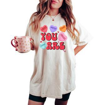 Retro Candy Heart Teacher Valentine's Day You Enough Women's Oversized Comfort T-shirt - Seseable