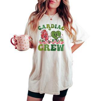 Retro Groovy Cardiac Crew St Patrick's Day Heart Cardiology Women's Oversized Comfort T-shirt | Mazezy