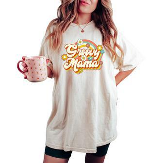 Retro Groovy Mama Family Birthday 60S 70S Hippie Costume Women's Oversized Comfort T-shirt - Seseable