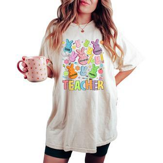 Retro Teacher Of Sweet Bunny Apparel Cute Teacher Easter Day Women's Oversized Comfort T-shirt | Mazezy CA