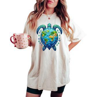 Sea Turtle Earth Day 2024 Sea Animals Sea Turtle Women's Oversized Comfort T-shirt - Seseable