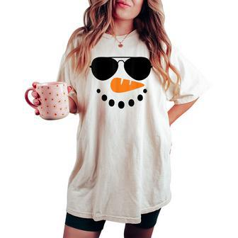 Snowman Face Family Christmas Matching Costume Kid Women's Oversized Comfort T-shirt - Seseable