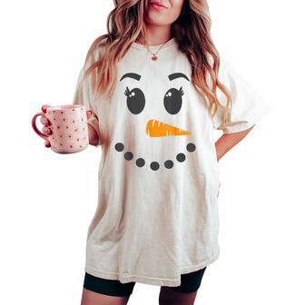 Snowoman Mrs Snowman Winter Holiday Matching Couples Family Women's Oversized Comfort T-shirt - Monsterry AU