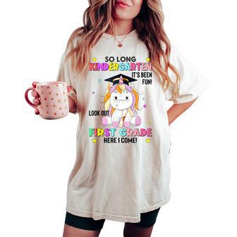 So Long Kindergarten Graduation Class 2024 Unicorn Girls Women's Oversized Comfort T-shirt - Monsterry UK