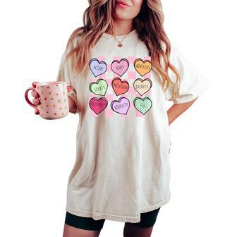 Special Education Teacher Candy Heart Valentines Day Love Women's Oversized Comfort T-shirt | Mazezy