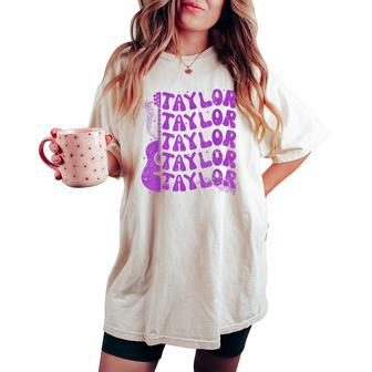 Taylor First Name I Love Taylor Girl Groovy 80'S Vintage Women's Oversized Comfort T-shirt - Monsterry