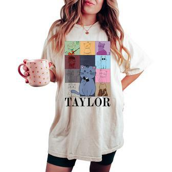Taylor Personalized Name I Love Taylor Girl Groovy 70'S Women's Oversized Comfort T-shirt - Seseable