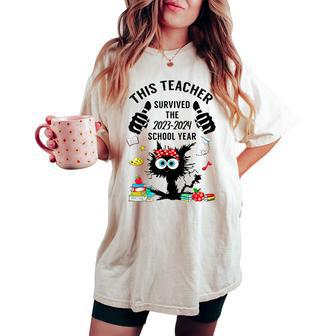 This Teacher Survived 2024 School Year Teacher Graduation Women's Oversized Comfort T-shirt - Monsterry