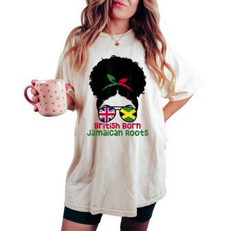 Uk British Grown Jamaican Roots Messy Bun Women's Oversized Comfort T-shirt - Thegiftio UK