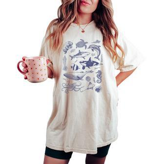 Vintage 90S Tattoo Sea Animal Retro Ocean Nature Women Women's Oversized Comfort T-shirt - Seseable