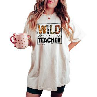 Wild One Teacher Two Wild Zoo Animal Theme Birthday Matching Women's Oversized Comfort T-shirt - Seseable