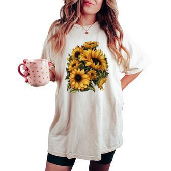 Yellow Sunflower Cute Summer Sun Flowers Floral Positivity Women's Oversized Comfort T-shirt - Monsterry CA