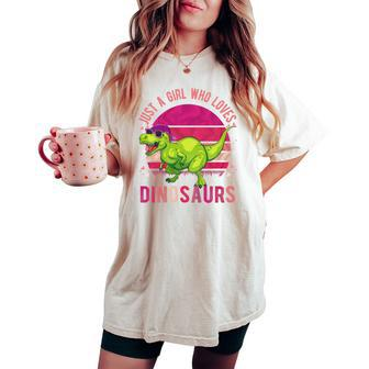 Youth Just A Girl Who Loves Dinosaurs Vintage Retro Women's Oversized Comfort T-shirt - Monsterry AU