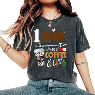 100 Days Of Coffee 100Th Day Of School For Teacher Student Women's Oversized Comfort T-Shirt - Monsterry CA