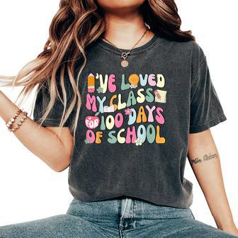 100 Days Loved My Class Retro Teacher 100Th Day Of School Women's Oversized Comfort T-Shirt - Monsterry DE