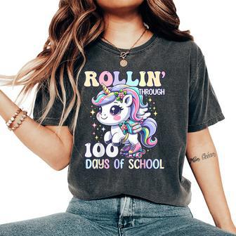 100 Days Of School Girls Teacher 100Th Day Unicorn Outfit Women's Oversized Comfort T-Shirt | Mazezy