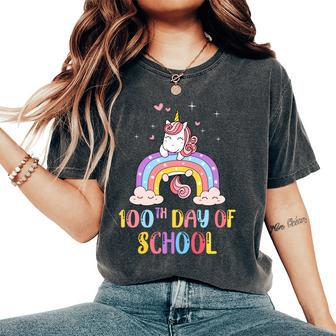 100 Days Of School Rainbow Unicorn Girls For Student Women's Oversized Comfort T-Shirt - Monsterry