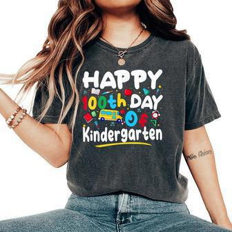 100 Days Of School Teacher 100Th Day Of Kindergarten Women's Oversized Comfort T-Shirt - Seseable