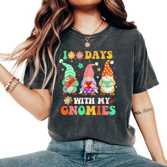 100Th Day Of School Gnome Teacher Student 100 Days Smarter Women's Oversized Comfort T-Shirt - Seseable