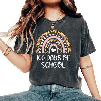 100Th Day Of School Teachers 100 Days Smarter Rainbow Women Women's Oversized Comfort T-Shirt - Seseable